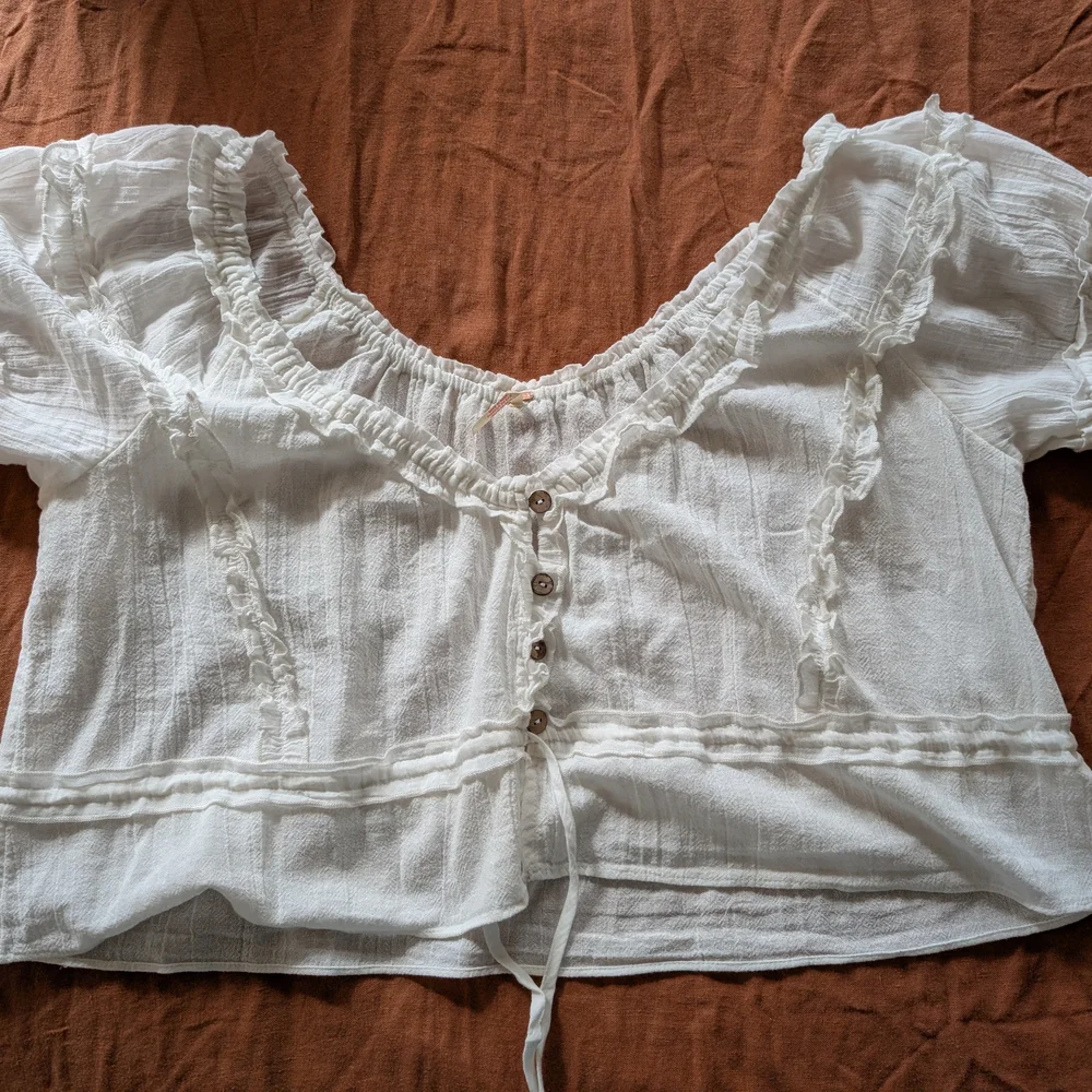 Free People White Ruffled Blouse - Picture 2 of 4